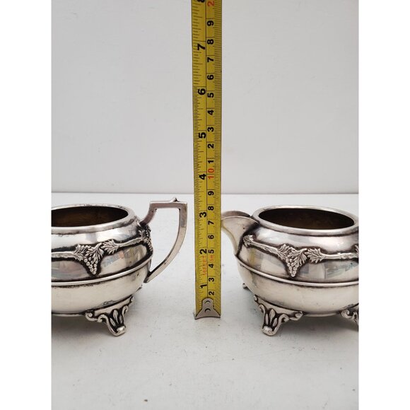Vintage Sugar Bowl and Creamer Pitcher with Handle -silver plated Irvinware, - Picture 5 of 10
